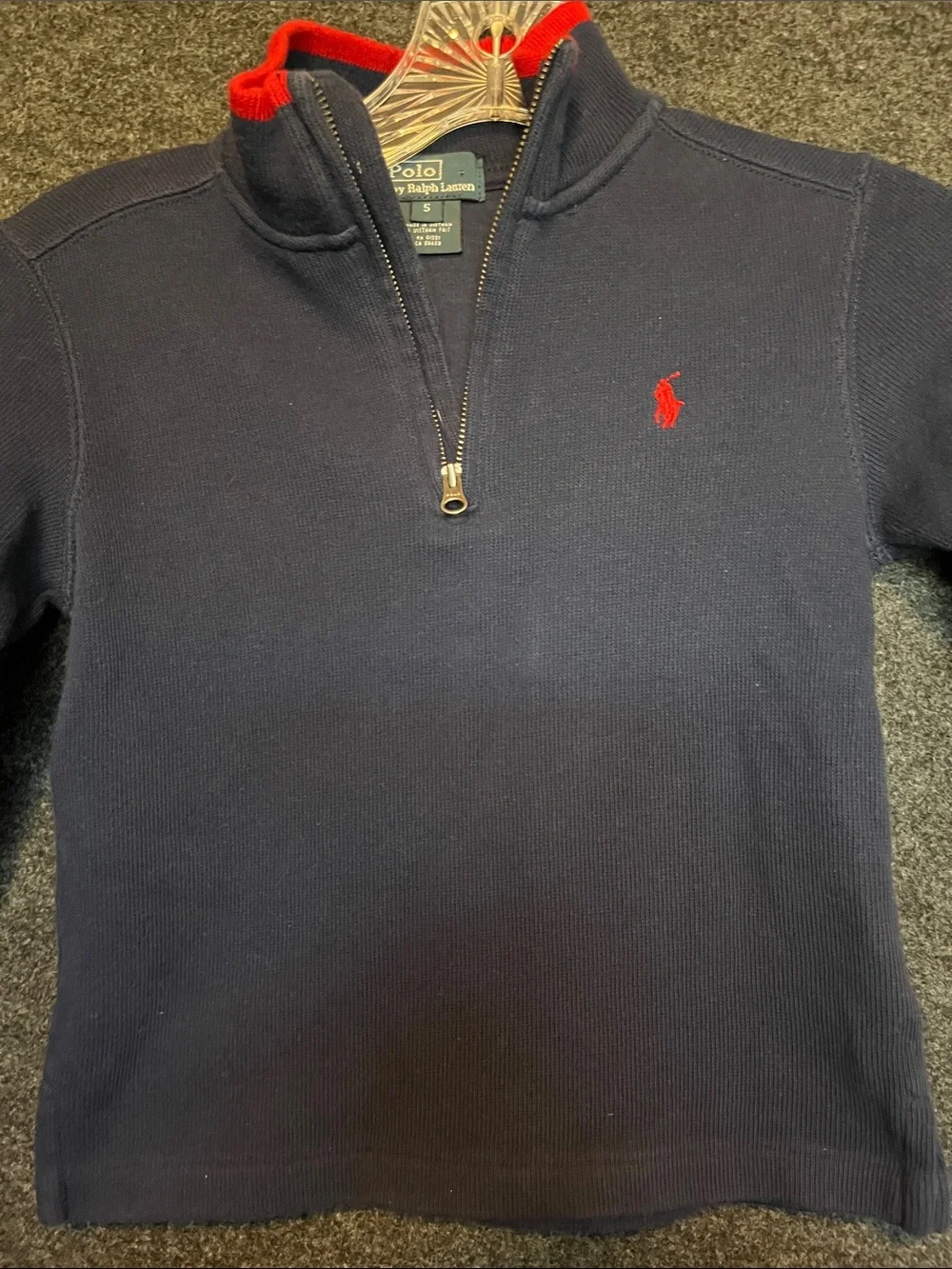 Polo by Ralph Lauren Navy Quarter-Zip Pullover with Red Pony